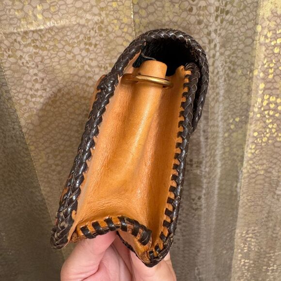 Vintage Brown Boho Hand Tooled Leather Mini Satchel Purse Without A Strap - Picture 5 of 7